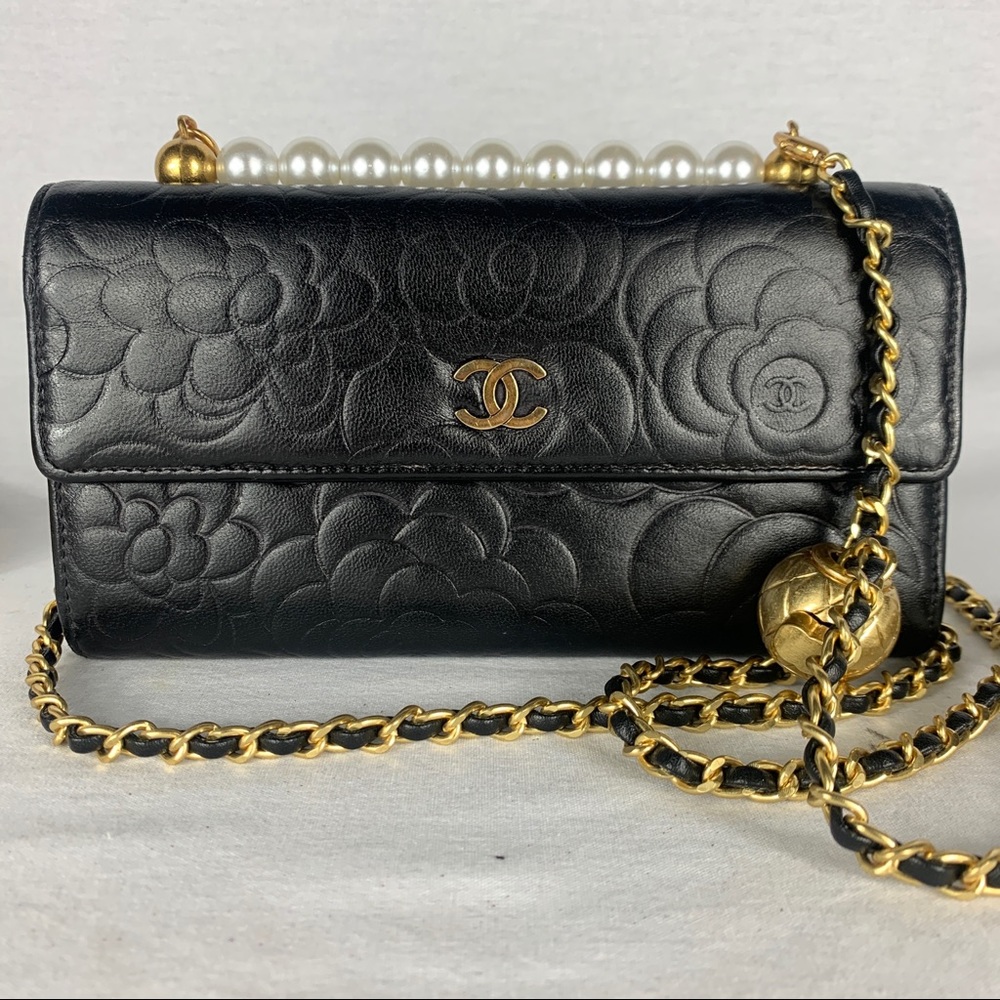 CHANEL Black Crossbody Bag with Gold Accents